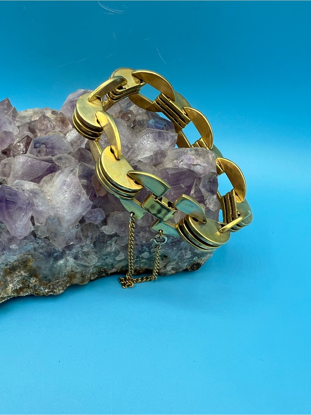 Vintage Art Deco Gold Link Chain Bracelet